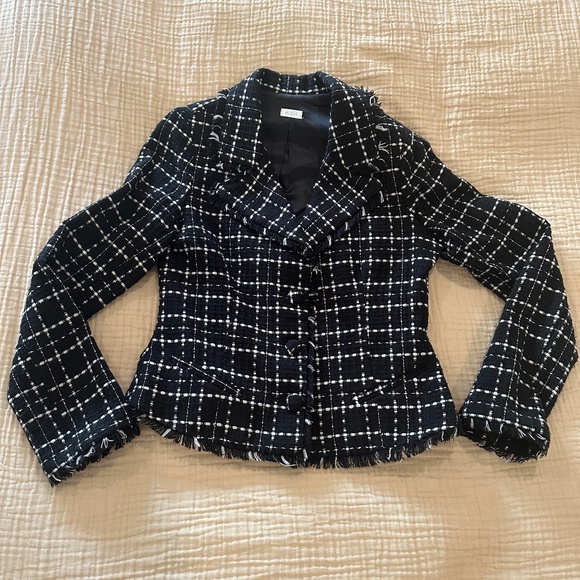 AQUA BLACK TWEED PATTERN JACKET - MEDIUM - Picture 1 of 7